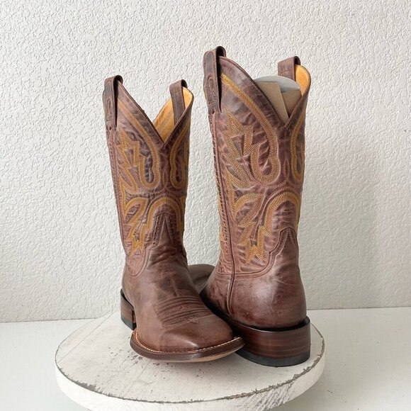 Rod Patrick Mens Cowboy Boots 8.5A Perro Loco Brown Leather Western Square Toe - Picture 12 of 12